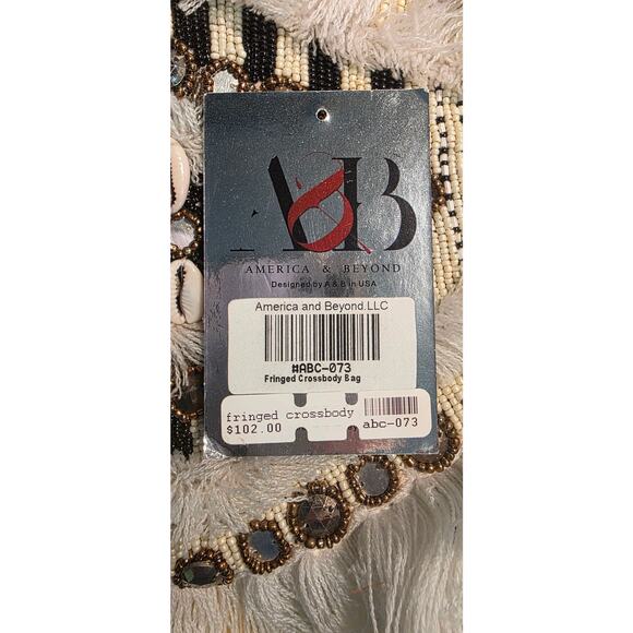 America & Beyond Crossbody Purse Beaded PomPom Natural NEW‎ - Picture 5 of 7